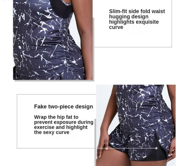 Plus Size Printed Sleeveless Workout Suit