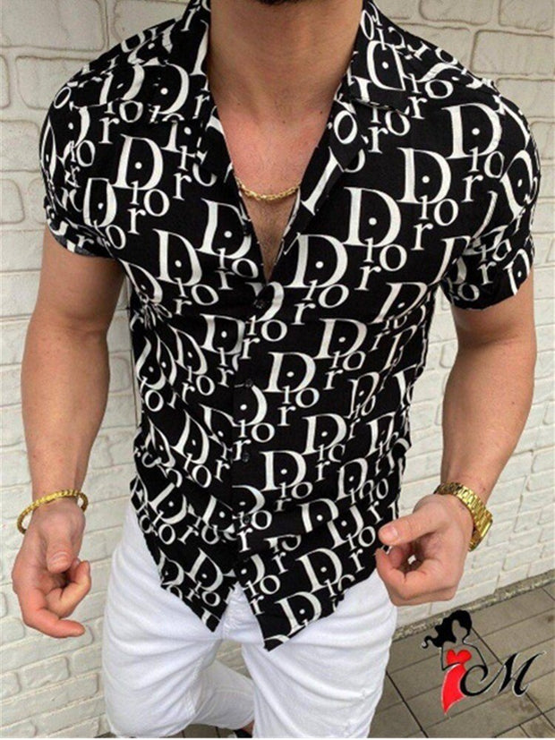 Single-Breasted Letter Printing Shirt