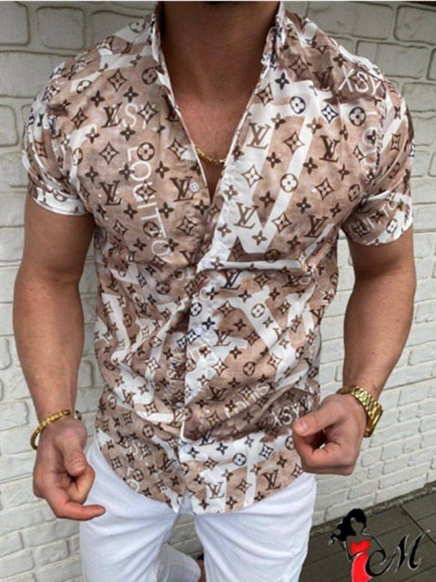 Single-Breasted Letter Printing Shirt